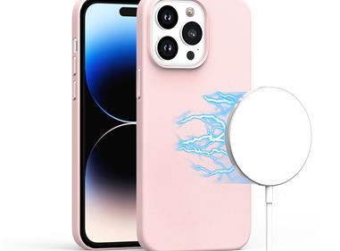 iPhone 15 PU Leather with inner [Magnetic Circle] Colored Metal Buttons - Light Purple product