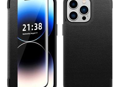 iPhone 15 PU Leather Window Flap Case with Cover - Black product