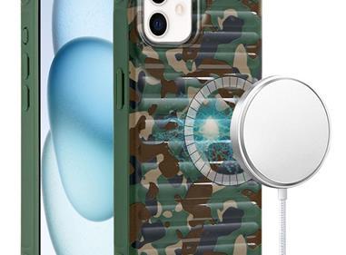 iPhone 15 METKASE Chrome Lined Pattern [Magnetic Circle] Premium Case - Camo Leopard product
