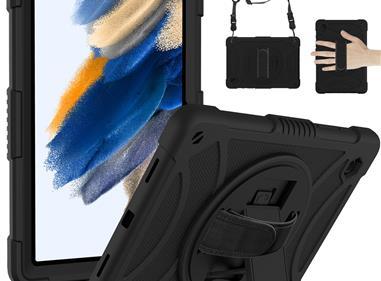 Samsung Galaxy Tab A8 10.5 inch (2022) Tablet Hand and Shoulder Strap with Kickstand 3in1 Tough Hybrid - Black product