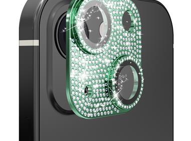 Apple iPhone 13/13 Mini Diamond Bling Camera Lens Full Tempered Glass - Midnight Green product