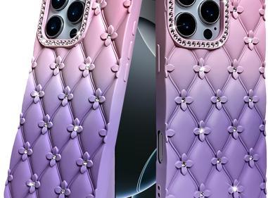 Luxury Gradient Floral Quilted Rhinestone Phone Case for iPhone 16 Pro Max  | Available in Multiple Colors | US Seller | Free Delivery product