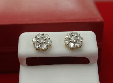 10K Gold With VVS Moissanite Flower Earrings -Screw Back product