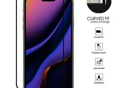 Apple iPhone 11 / XR Bulk White Paper Card Package Black edged Tempered Glass (Black) product