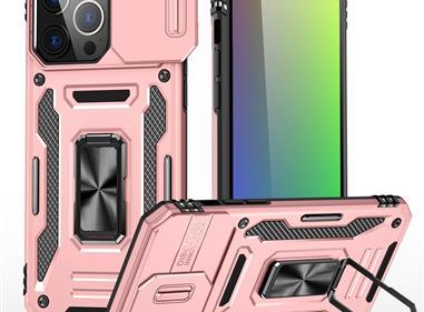  iPhone 15 Utter Tough Metal Ring Movable Camera Window Hybrid Case Cover - Rose Gold product