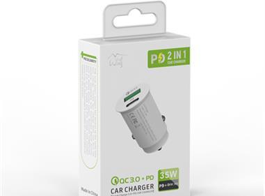 TYPE-C AND USB CAR CHARGER 35W in White product