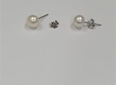 7mm White Cultured Freshwater Pearl 925 Sterling Silver Stud Earrings product