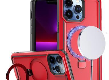  iPhone 15 Aligned [Magnetic Circle] Kickstand Tough Strong ShockProof Hybrid - Red product