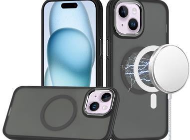  iPhone 15 Royal Magnetic Ring Skin-Touch HQ Metal Buttons/Camera Lip Hybrid - Black product