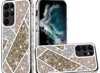 iPhone 15 Rhombus Bling Glitter Diamond Case Cover - Gold product