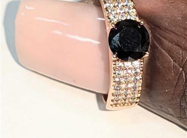 Elegant Black Stone Gold Plated Crystal Ring For Girls/Women product