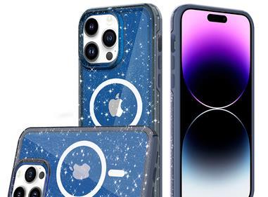 iPhone 15 Transparent Glitter 2.0mm Thick Hybrid Case Cover - Blue product