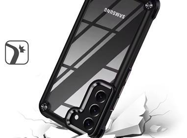 Samsung Galaxy S22 Ultimate CaseX Transparent Hybrid Case with Metal Buttons And Camera Edges - Black product