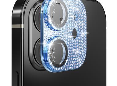 Apple iPhone 12 Diamond Bling Camera Lens Full Tempered Glass - Blue product