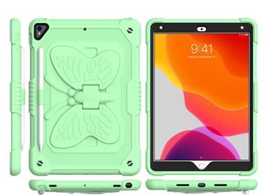 Apple iPad 9th Gen 10.2 inch (2021) Butterfly Kickstand 3in1 Tough Hybrid Case Cover with Shoulder Strap - Light Green product