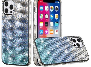 iPhone 15 Party Diamond Bumper Bling Hybrid Case Cover - Blue product