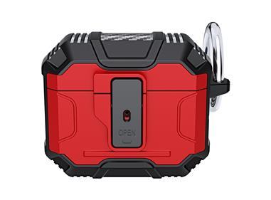 AirPods 3 Rugged ShockProof Hybrid With Open Button Metal Hook Case Cover - Red product