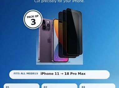 Premium iPhone Privacy Screen Protector Tempered Glass - Pack of 3 for iPhone 11 to 18 Pro Max product