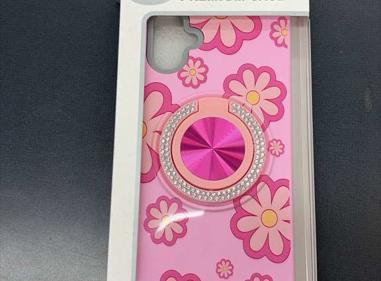 Samsung A06  Premium Case with Jeweled Ring/Kickstand (Pink Floral Pattern) product