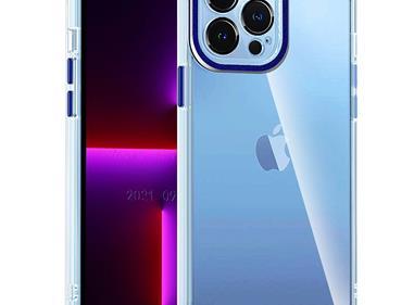 iPhone 15 Transparent Clear Hybrid with Matching Metal Buttons and Camera Protection - Dark Blue product