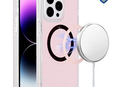  iPhone 15 METKASE IMD Design Pattern [Magnetic Circle] Premium Hybrid Case - Light Pink Glitter product