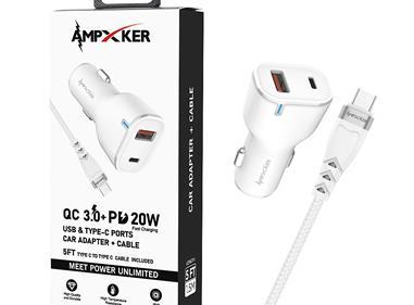 CAR COMBO - USB & Type C - Dual Port - Adapter-White product