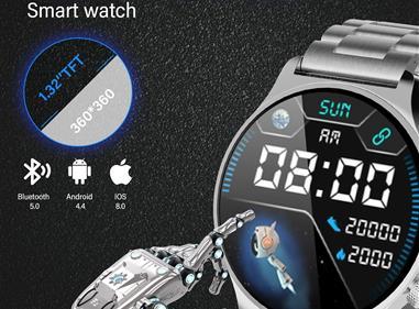 jW4 MAX  Smart Watch, Full Touch Screen Smart Bracelet, Men's Smart Watch Bracelet Activity Waterproof IP67 Activity Monitor with Heart Rate and Blood Pressure, Calorie Monitor, Sports Watch (Silver) product