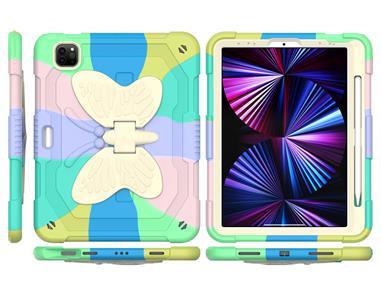 Apple iPad Air 4 / iPad Pro 11 inch Butterfly Kickstand 3in1 Tough Hybrid Case Cover with Shoulder Strap - Colorful Green product