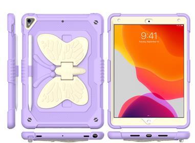 Apple iPad 9th Gen 10.2 inch (2021) Butterfly Kickstand 3in1 Tough Hybrid Case Cover with Shoulder Strap - Light Purple product