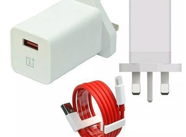 OnePlus Charger 30W Warp Fast Rapid Adapter Mains Plug + Red USB C Cable product