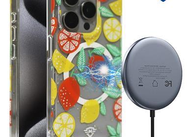 iPhone 15 METKASE Floral Design [Magnetic Circle] Transparent Hybrid - Lemon Pattern product