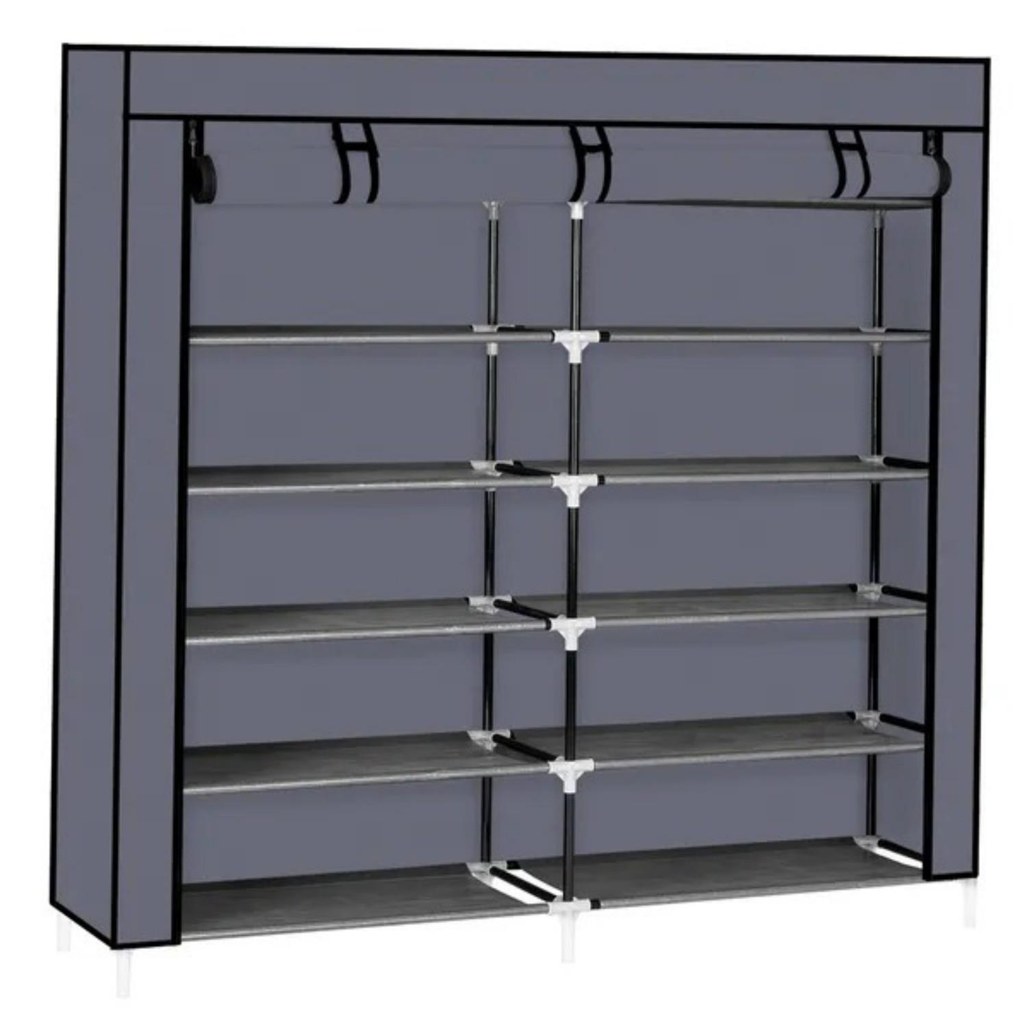 7-Tier Shoe Rack with Zip-Up Fabric Cover, Holds up to 36 Pairs, Gray product
