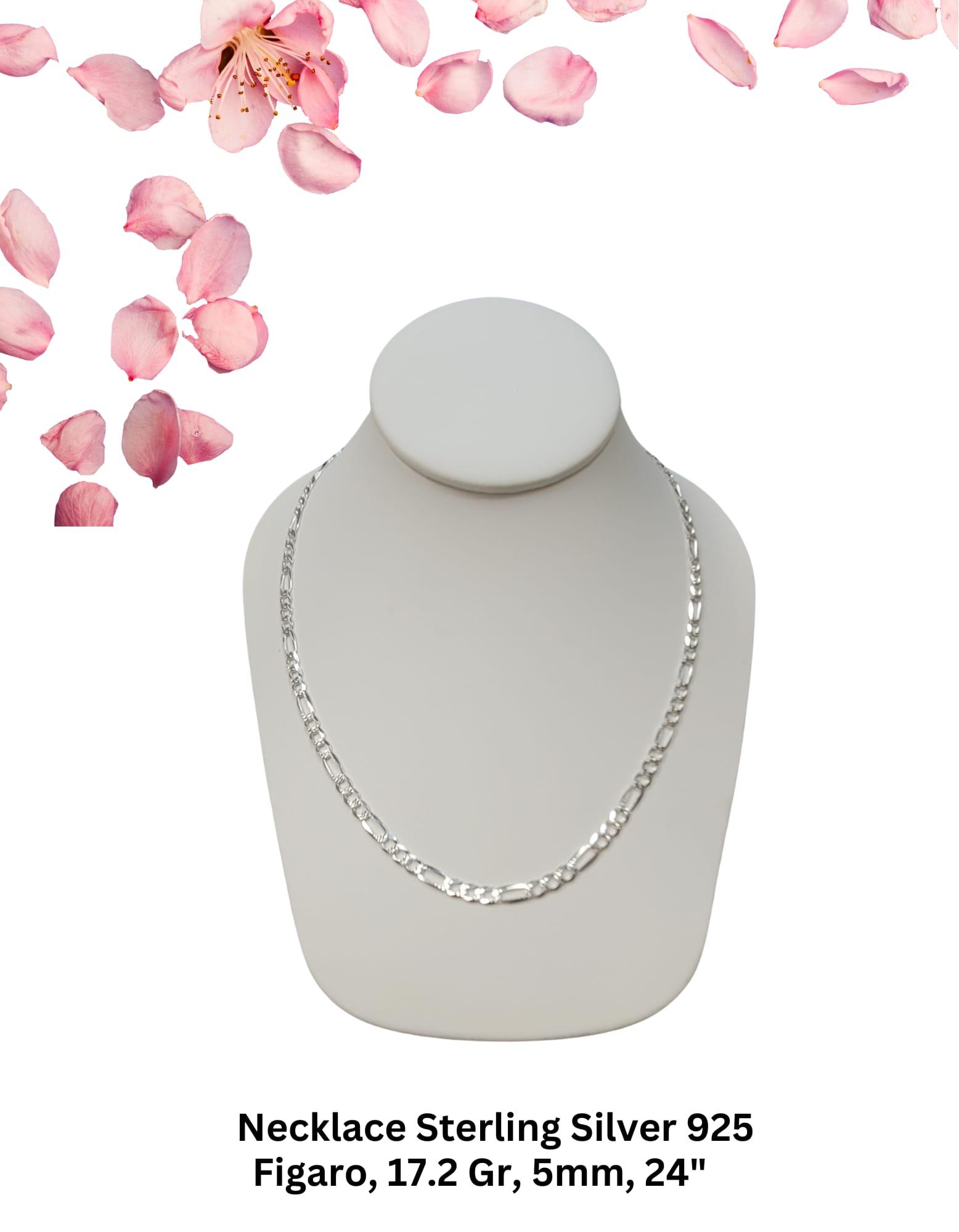Necklace Sterling Silver 925 Figaro,17.2 Gr, 5mm, 24"