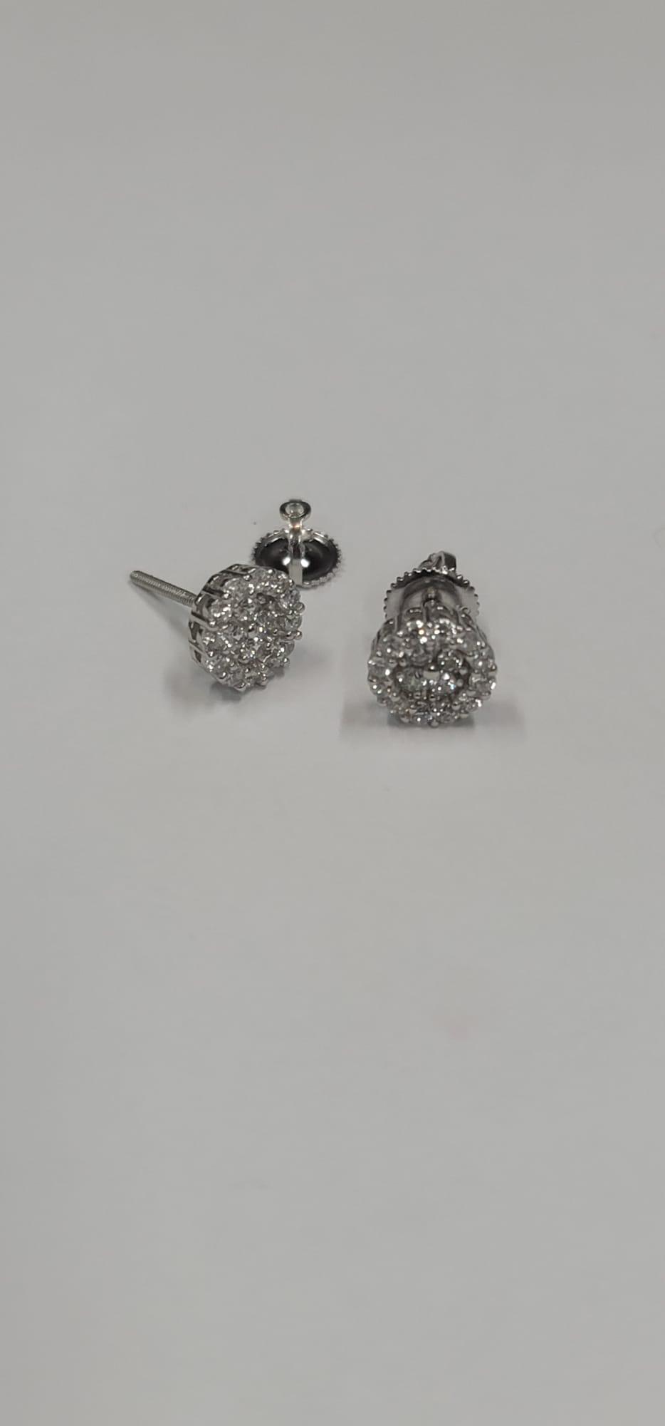 S925 Steeling Silver Finish Cubic Zirconia CZ 8mm Round Flower Stud Earrings