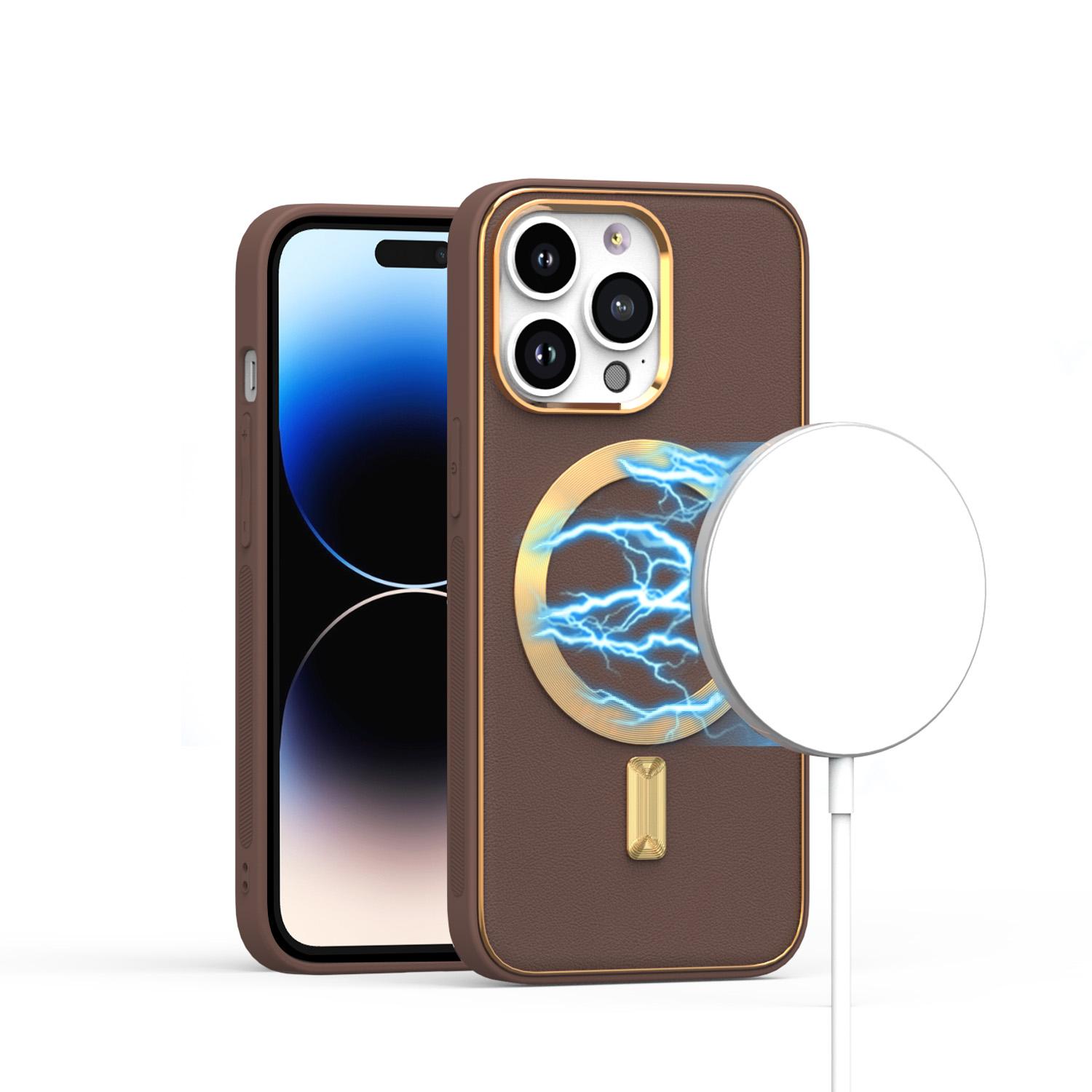 iPhone 15 Ultimate Quality PU Leather Hybrid Case Cover - Coffee product