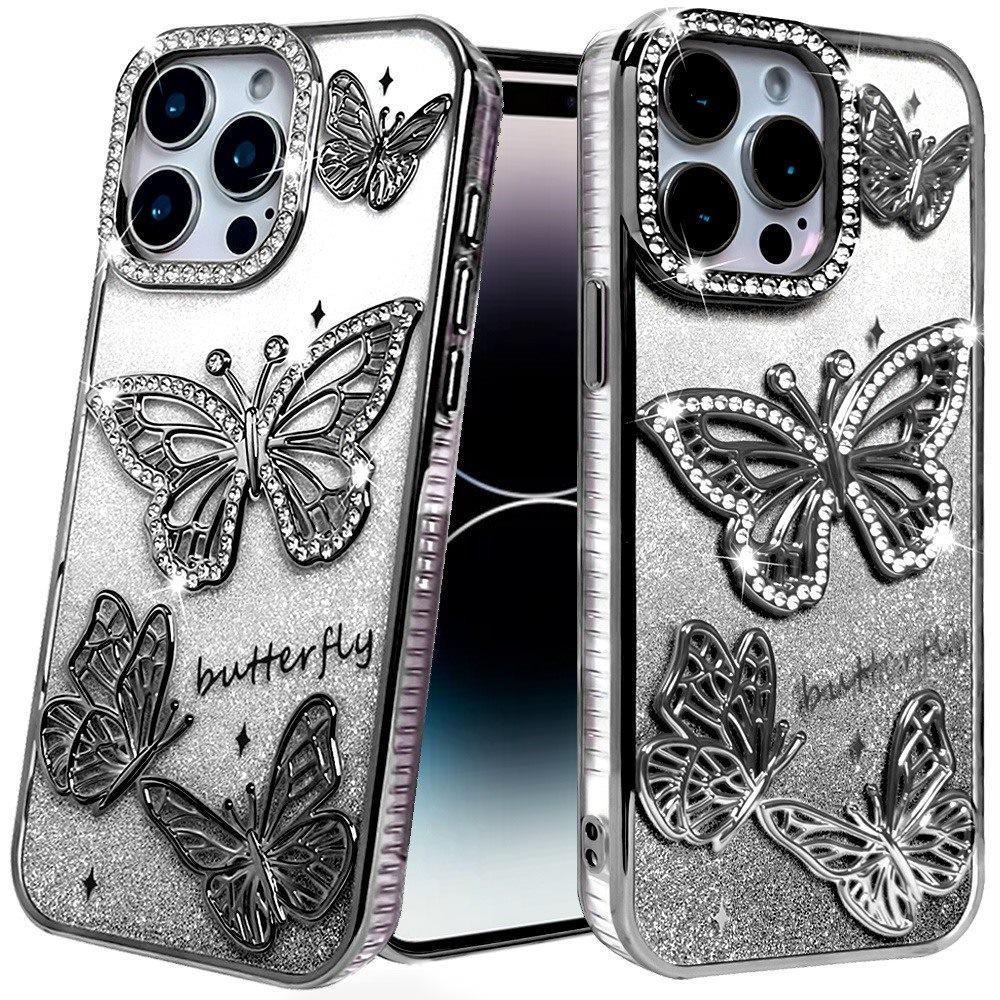 Luxury Glitter Butterfly Rhinestone Case For iPhone 14 PRO MAX | Free Delivery