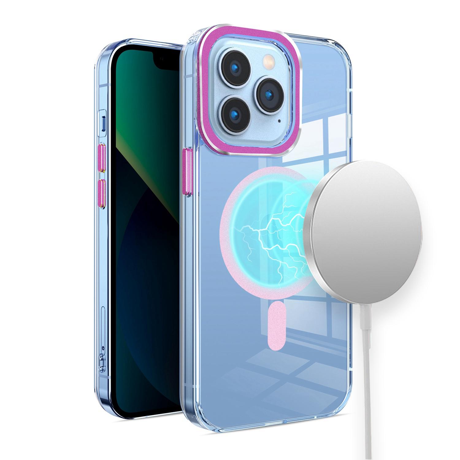 iPhone 15 Matching Clear Transparent Circle Design Case Cover - Light Pink