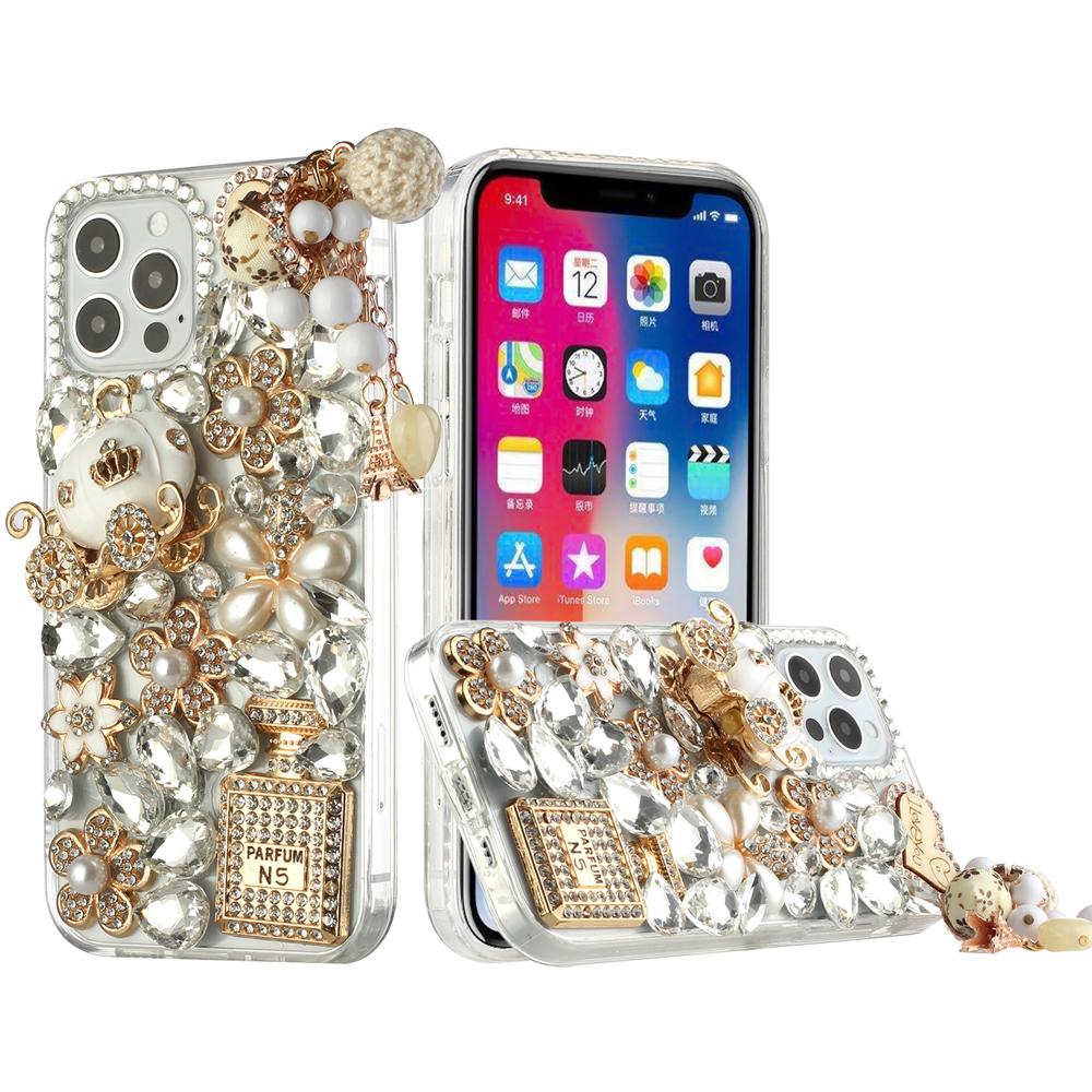 iPhone 15 Full Diamond with Ornaments Hard TPU Case Cover - Ultimate Multi Ornament product