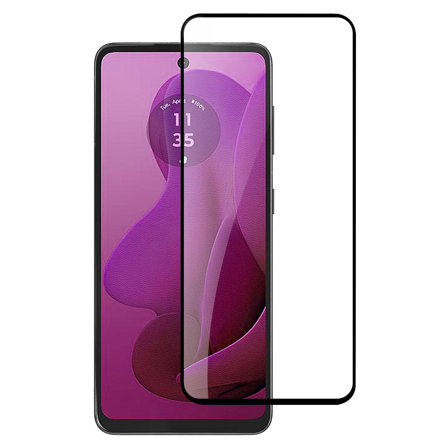 Motorola Moto G Power 5g 2024 Bulk White Paper Card Package Black edged Tempered Glass (Black)