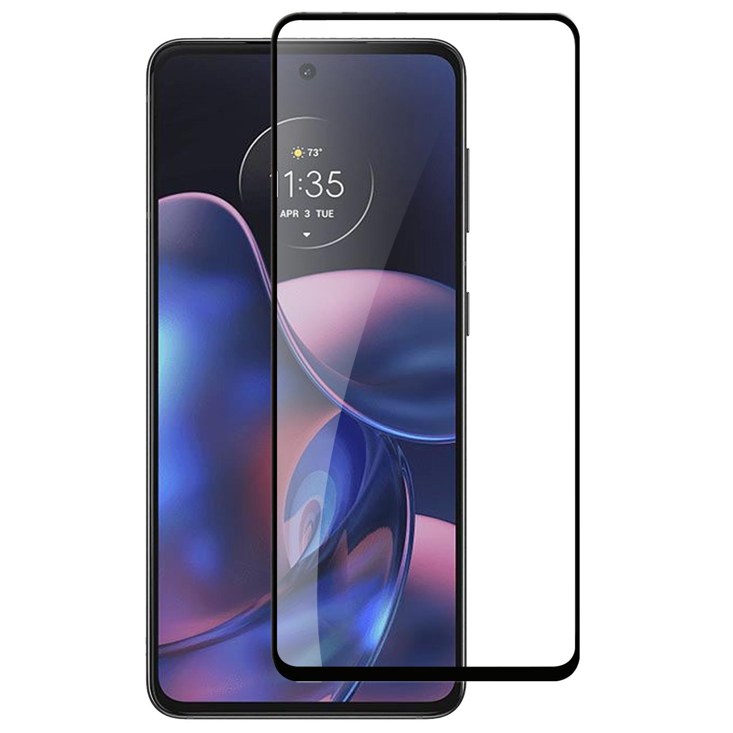 Motorola Moto Edge (2022) Bulk White Paper Card Package Black edged Tempered Glass (Black)