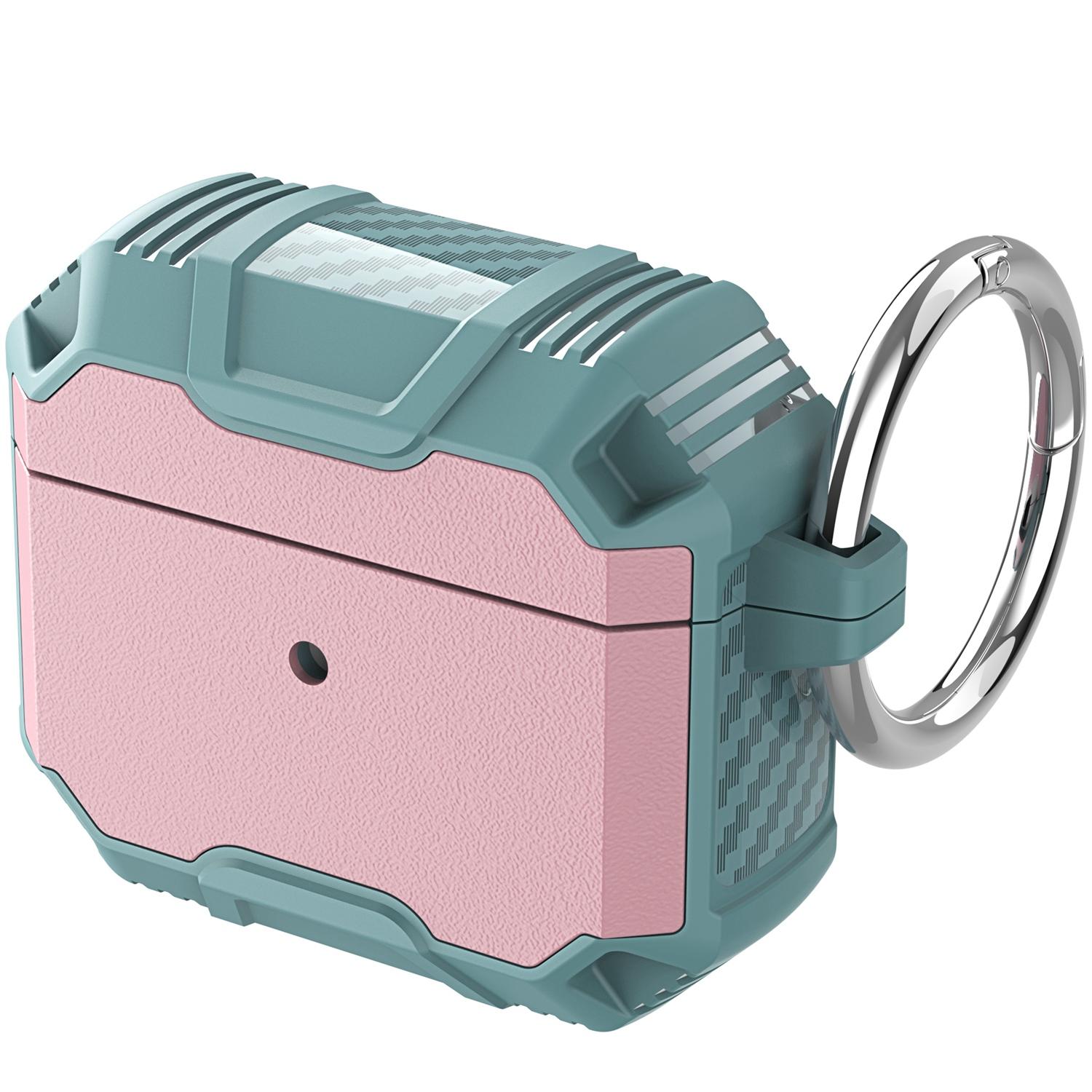 AirPods 3 Tough Heavy Duty Hybrid Case Cover - Pink/Teal