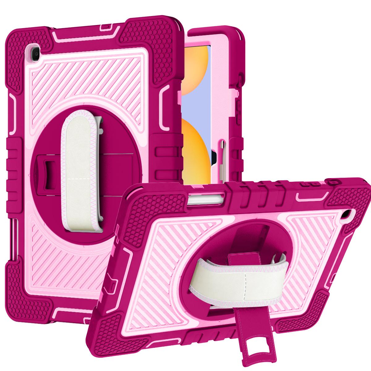 Samsung Galaxy Tab S6 Lite 10.4inch 3in1 Multi-Functional Tablet Case for Hand, Shoulder, Pencil & Stand - Rose Pink/Pink