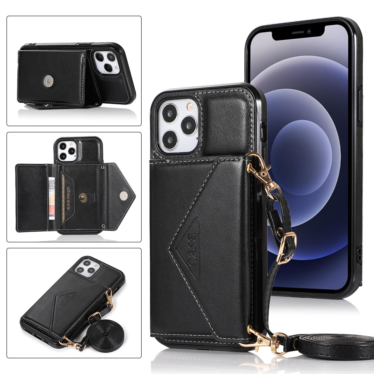 For iPhone 15 Plus ELEGANT Wallet Case ID Money Holder Case Cover - Black