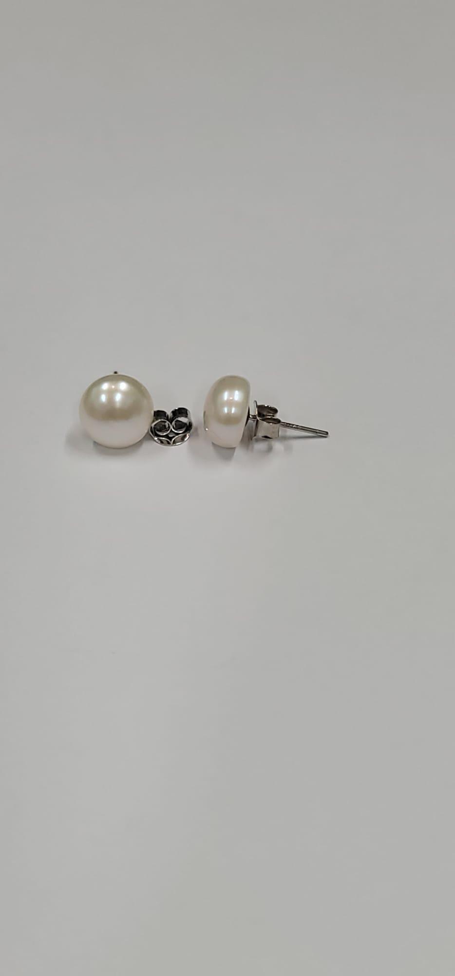 Beautiful pearl earrings, Sterling silver 925/- rhodium-plated, SW cultured pearl, 8.0-8.5mm