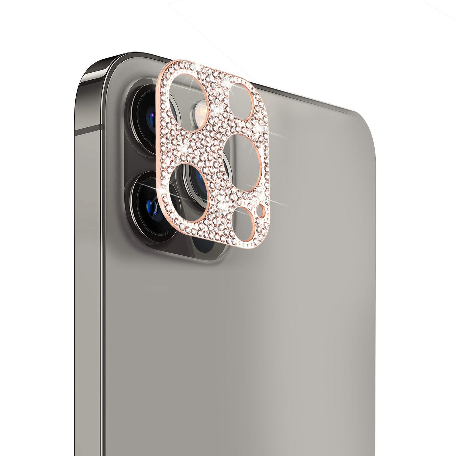 iPhone 14 6.1" Camera Lens Zinc Alloy With Diamond - Rose Gold
