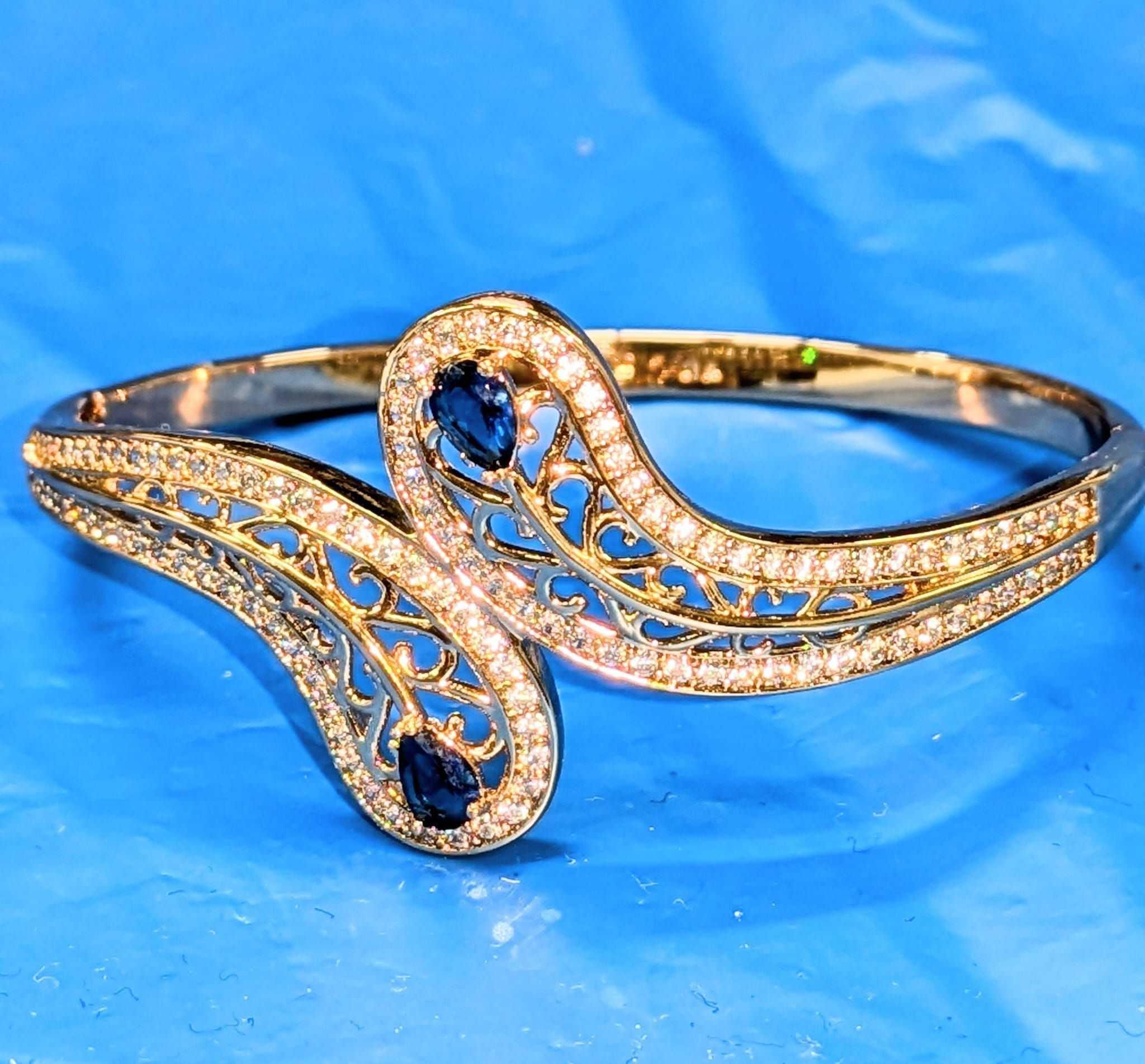 Stylish American Diamond Studded Handcrafted Peacock Shape Bangle Style Bracelet