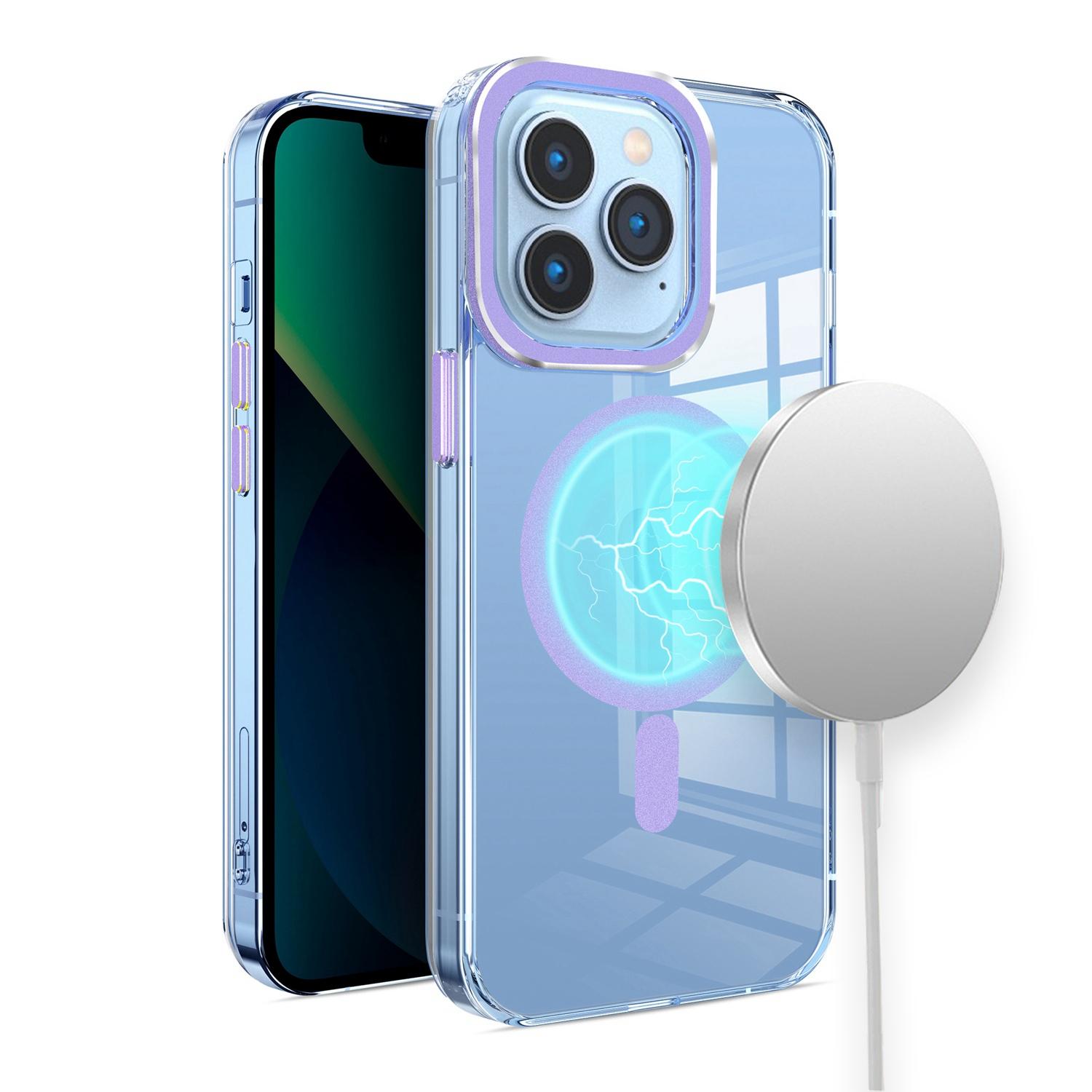 iPhone 15 Matching Clear Transparent Circle Design Case Cover - Purple product