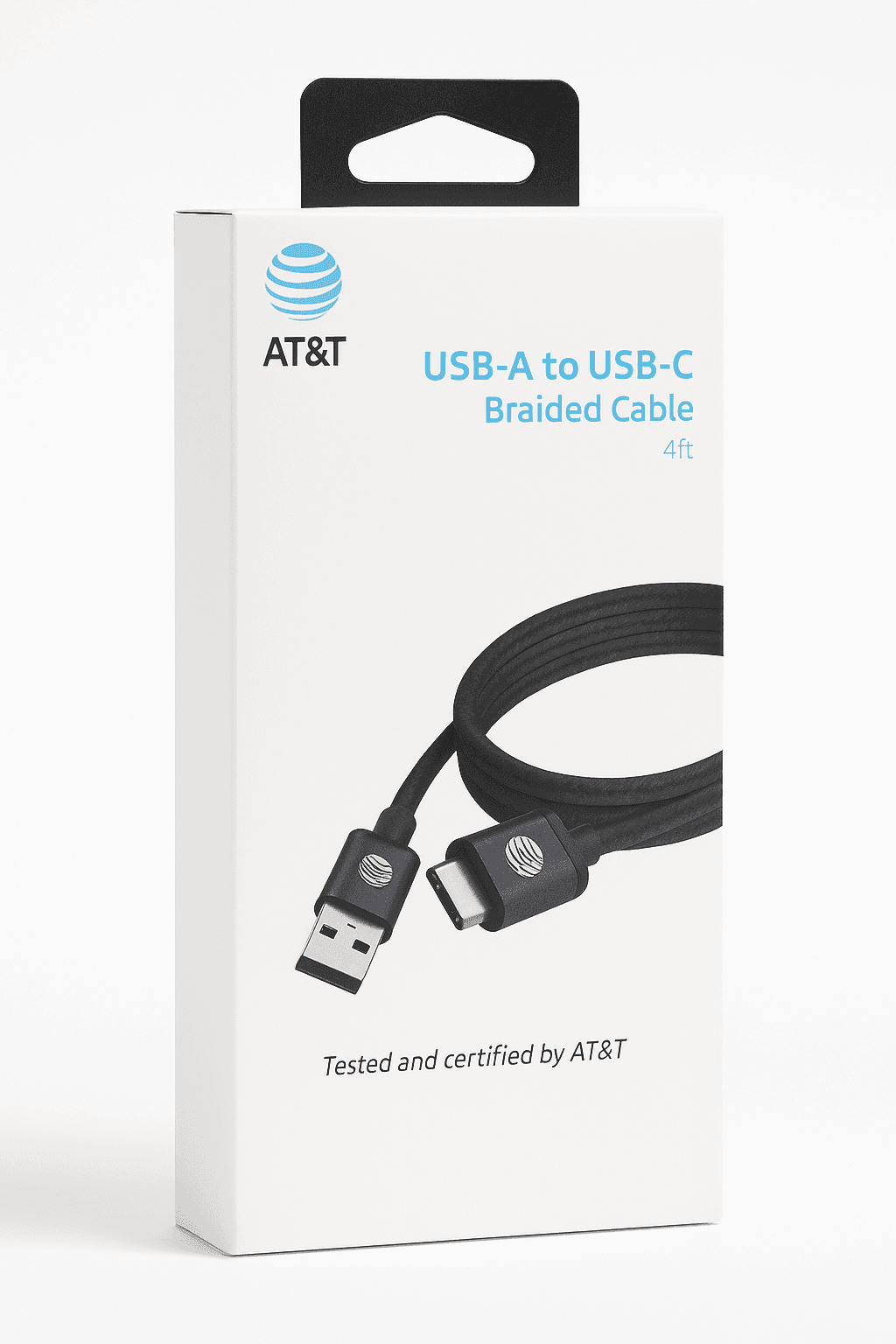 AT&T USB-A to USB-C Braided Charging and Sync Cable (4ft)