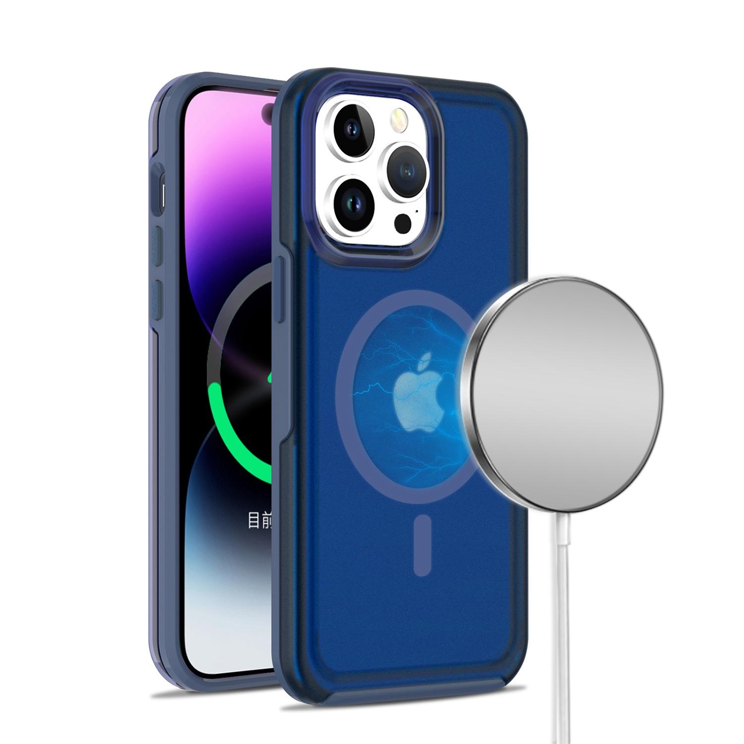 iPhone 15 Glossy Oil Premium Hybrid Case Cover - Dark Blue