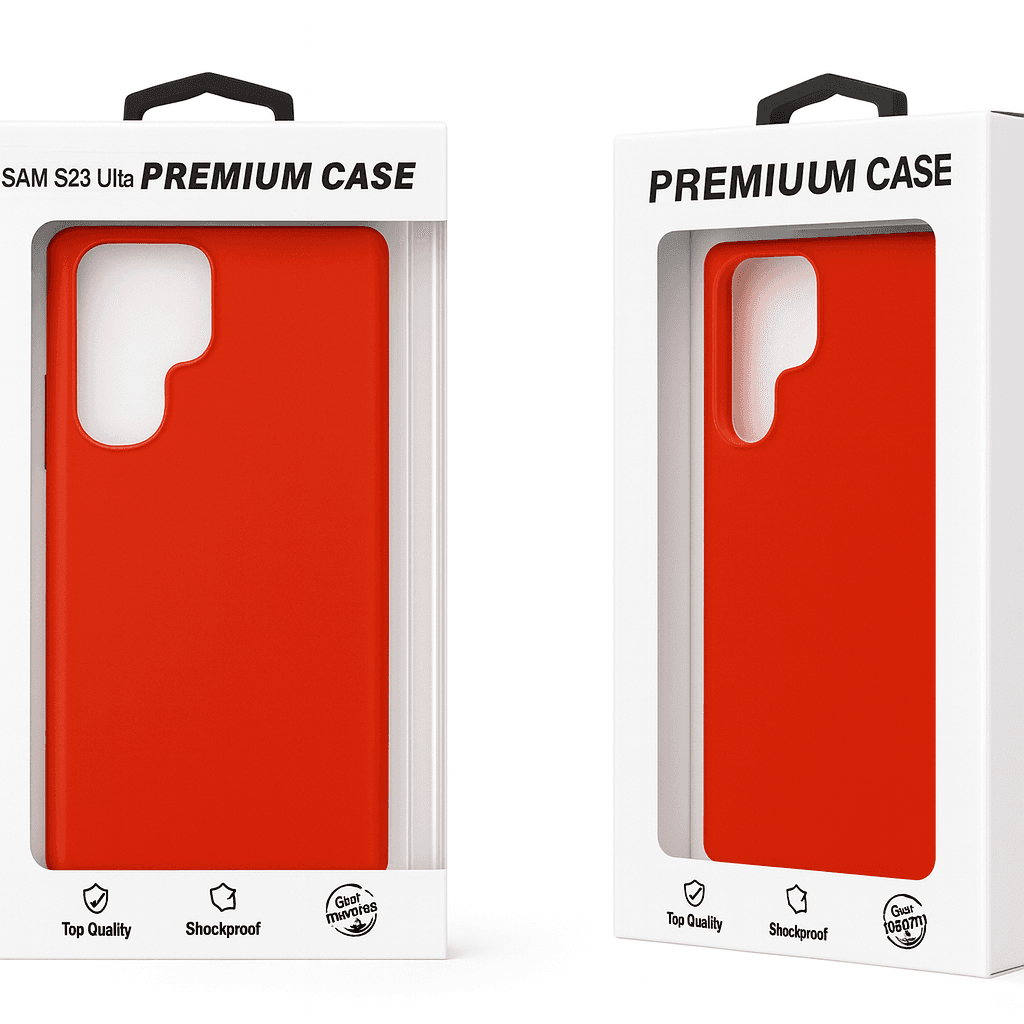 Samsung S23 Ultra Premium Case (Red with Gold Camera Accent)
